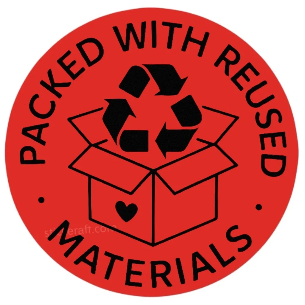 Packed With Reused Materials Stickers – 2" for Eco-Friendly Shipping – 100 PCS - Picture 8 of 15